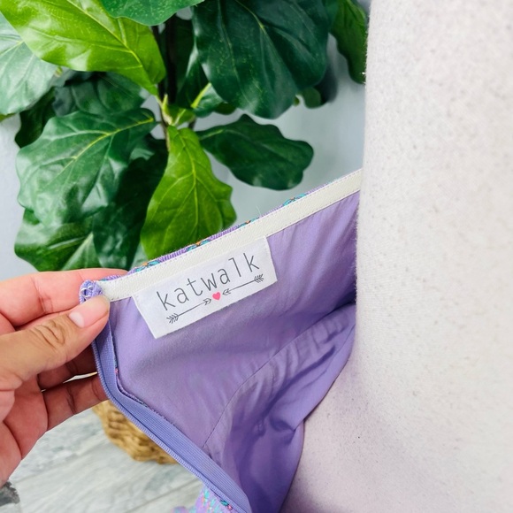 Katwalk Cacti Strapless bust tie Ruffled hem Purple Mermaid Mini Dress - Picture 7 of 9